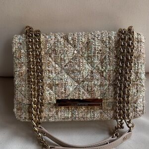 kate spade Tweed Chain Shoulder Bag in Beige